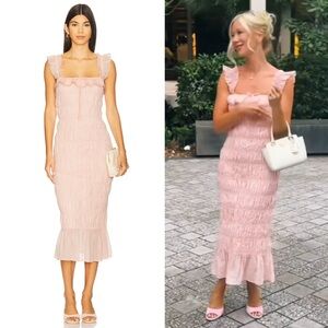 Tularosa x Yhasmina Ferrara Esmie Midi Dress in Light Pink Size Small